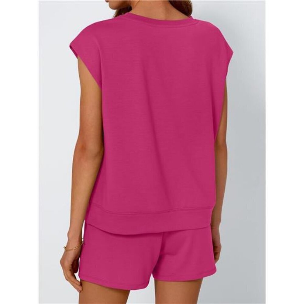Round Neck Cap Sleeve Top and Shorts Set - Picture 5 of 16